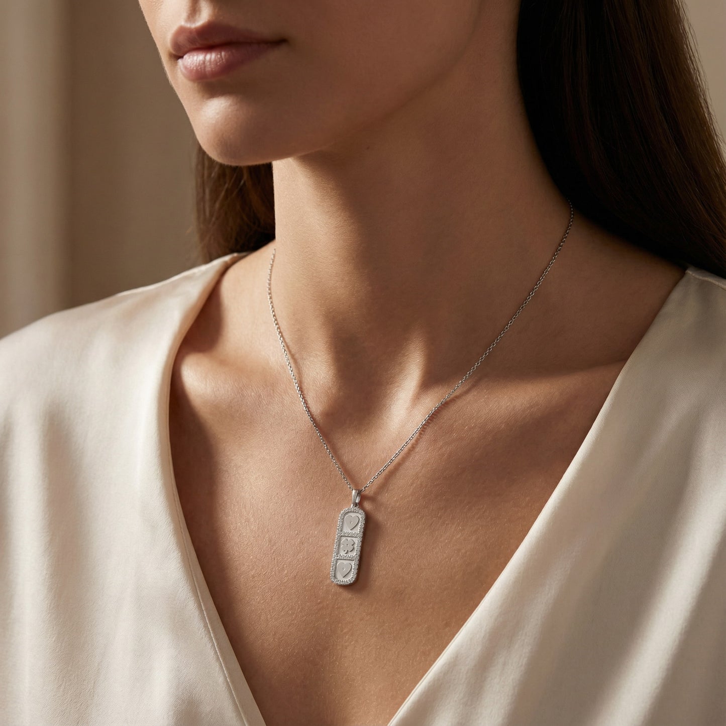 Rhodium Plated Elements Necklace SS25N003R