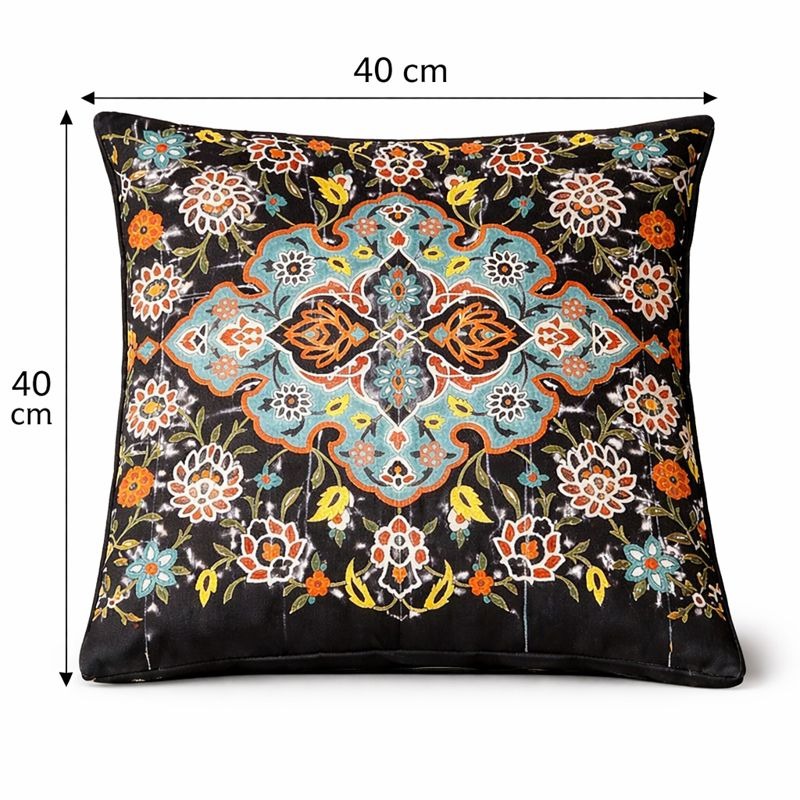 Hand-Printed Persian Heritage Tile Cushion Design 1010