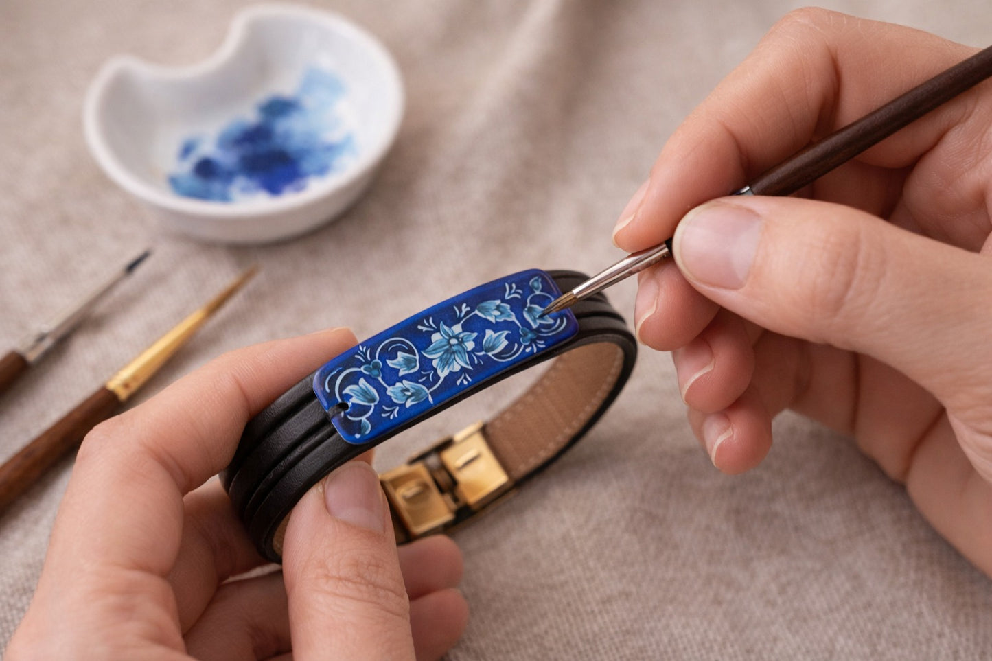 Minakari Leather Bracelet Design 1001