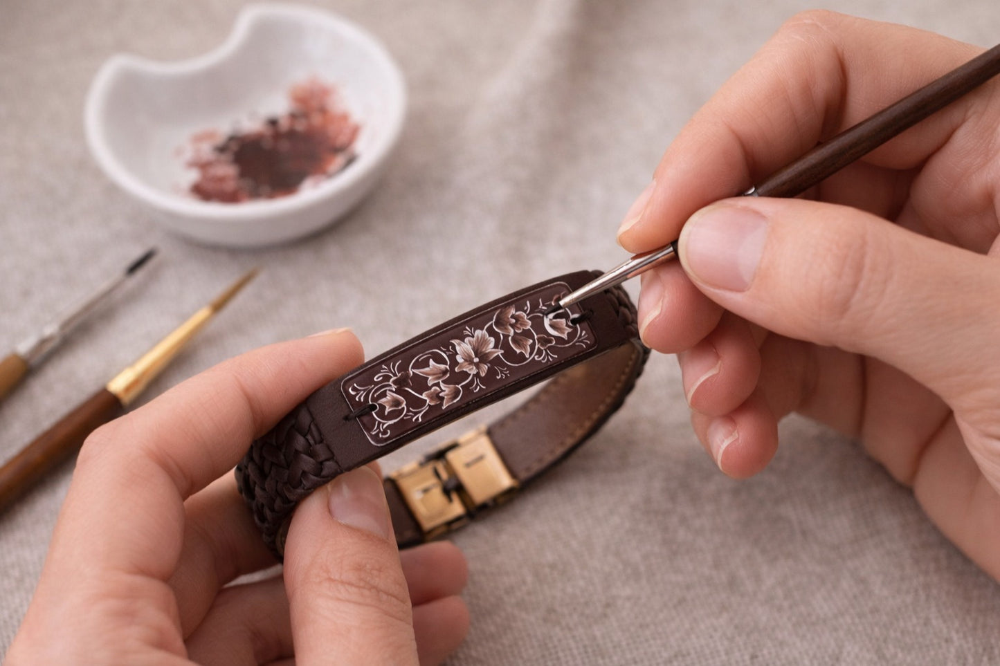 Minakari Leather Bracelet Design 1003