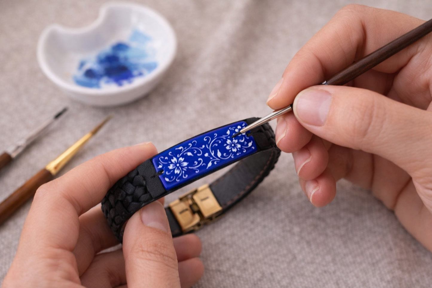 Minakari Leather Bracelet Design 1004