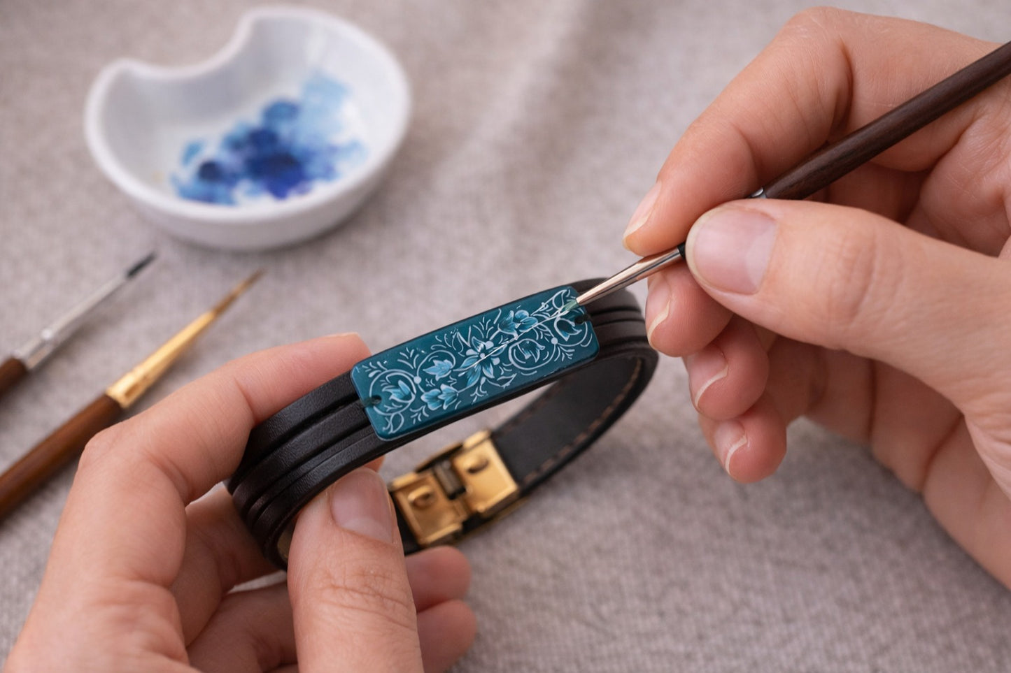 Minakari Leather Bracelet Design 1006