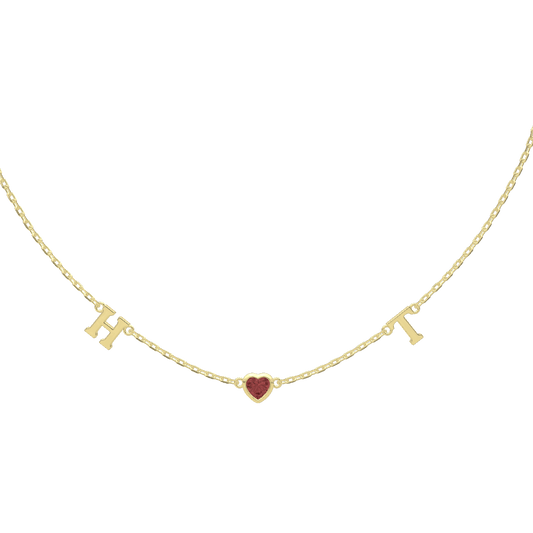 18K Gold Plated July HeartLink Birthstone Necklace SN022G