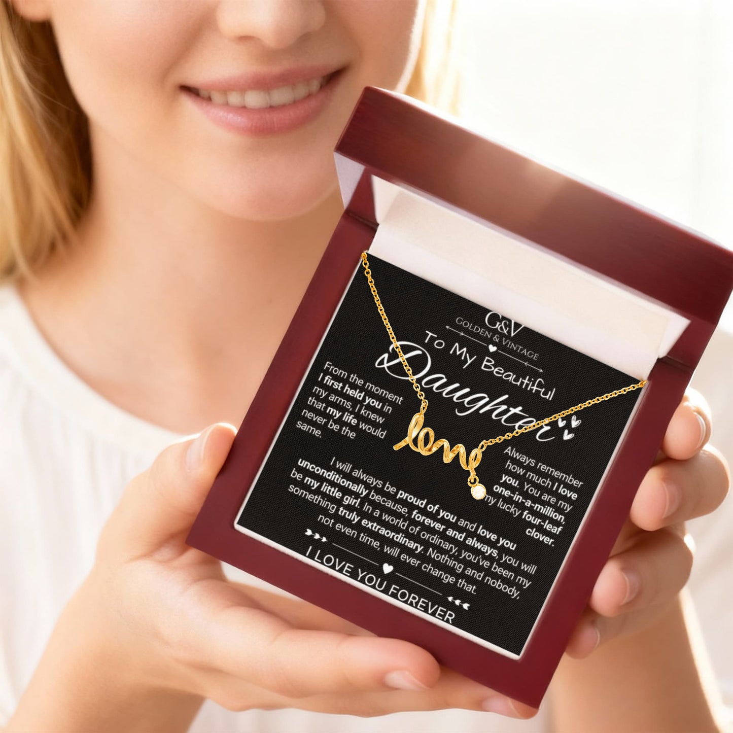 To My Beautiful Daughter – Scripted Love Necklace | Meaningful Daughter Gift