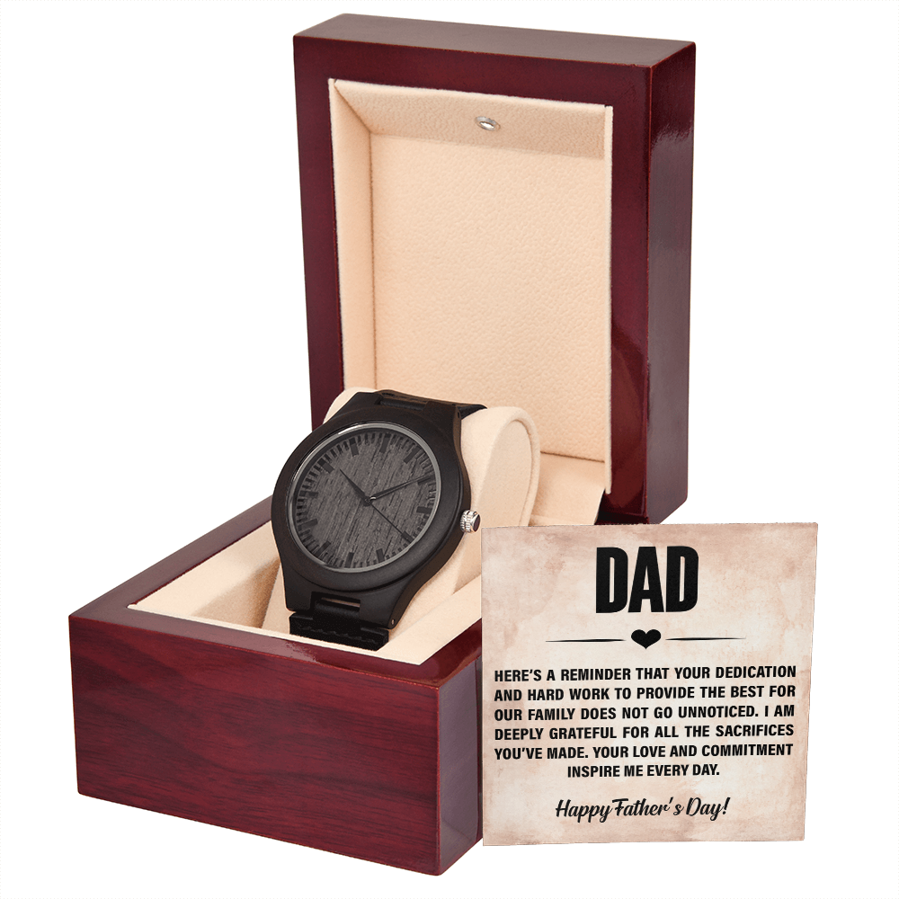 Personalized Wooden Watch for Dad with Appreciation Card – Meaningful Father's Day Gift from Family - goldenandvintage