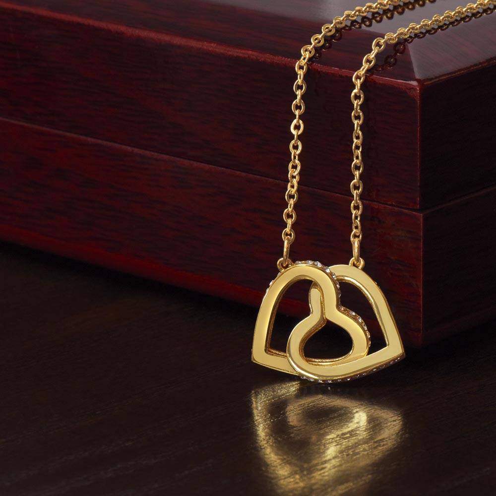 Golden and Vintage Interlocking Hearts Necklace – A Symbol of Love & Connection