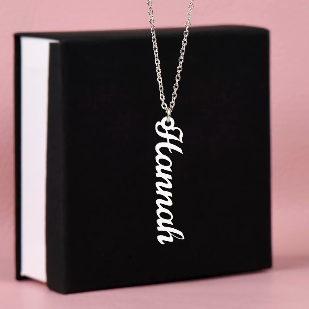 Golden and Vintage Personalized Vertical Name Necklace – Elegant & Timeless