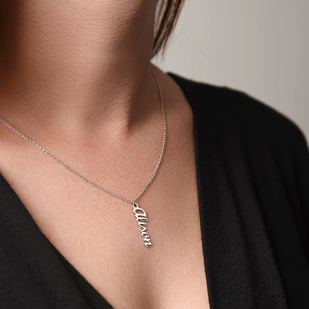 Golden and Vintage Personalized Vertical Name Necklace – Elegant & Timeless