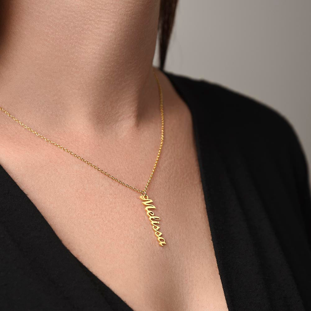 Golden and Vintage Personalized Vertical Name Necklace – Elegant & Timeless