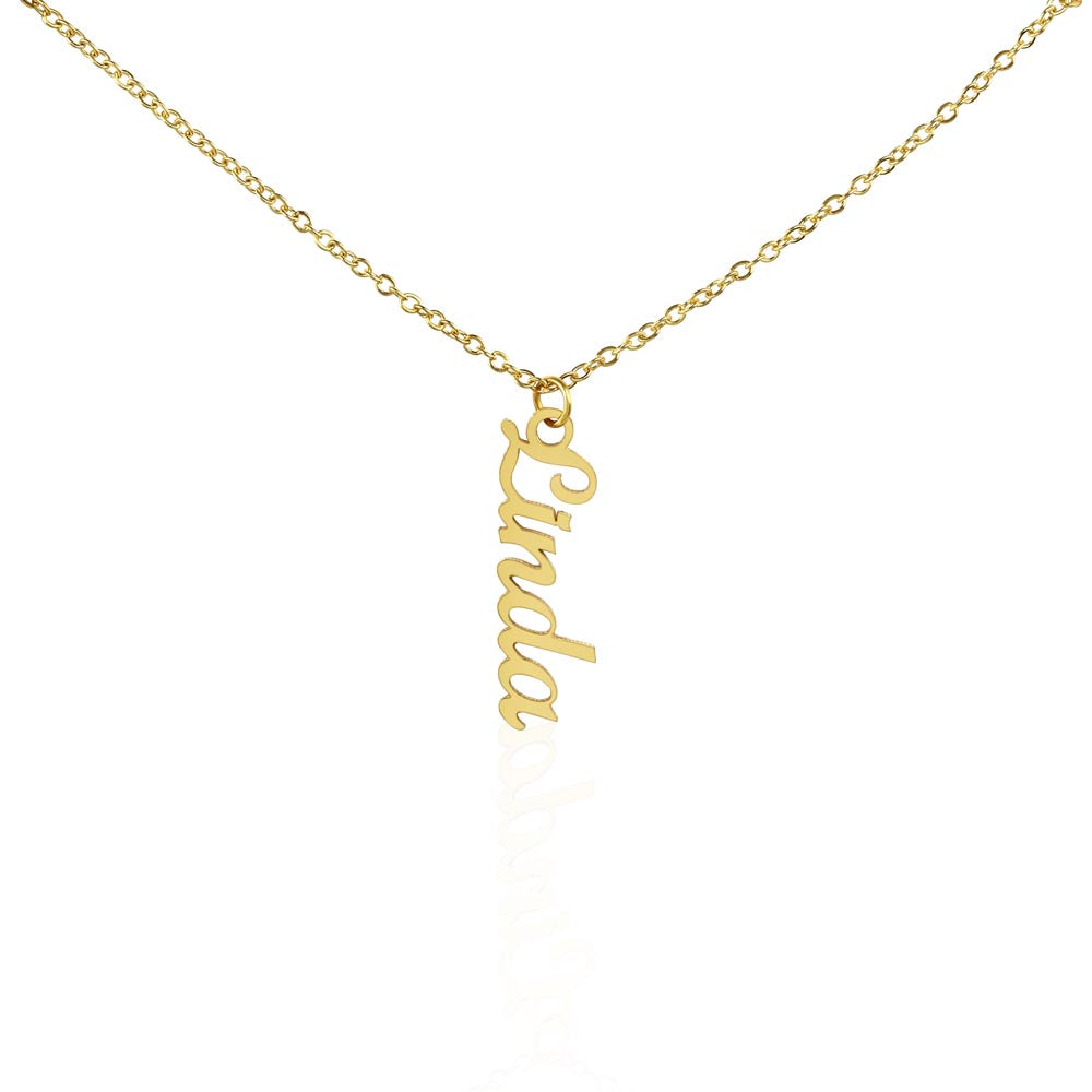 Golden and Vintage Personalized Vertical Name Necklace – Elegant & Timeless