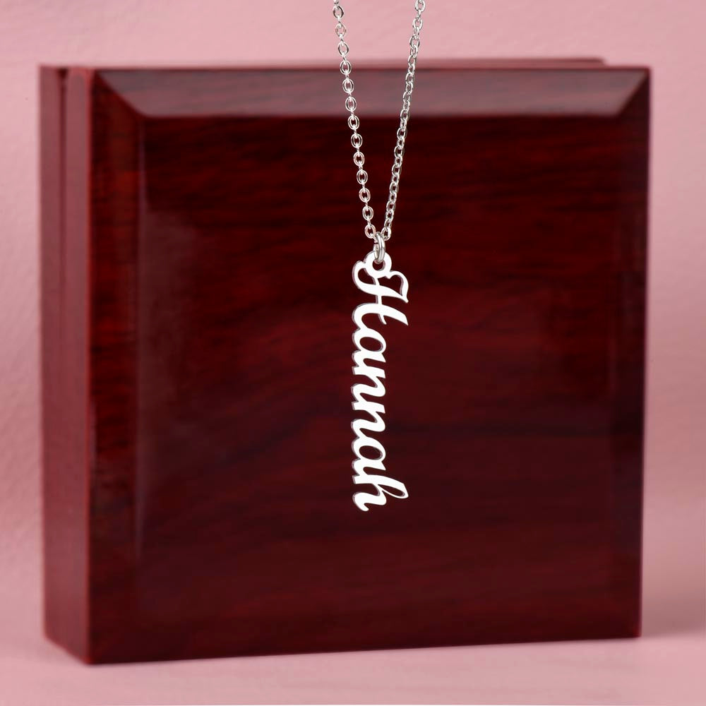 Golden and Vintage Personalized Vertical Name Necklace – Elegant & Timeless