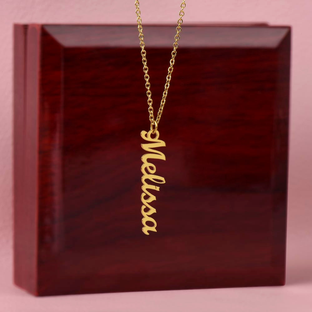 Golden and Vintage Personalized Vertical Name Necklace – Elegant & Timeless