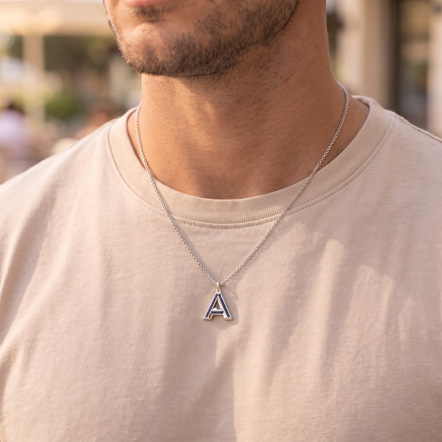 Rhodium Plated Signature Initial Necklace SN046