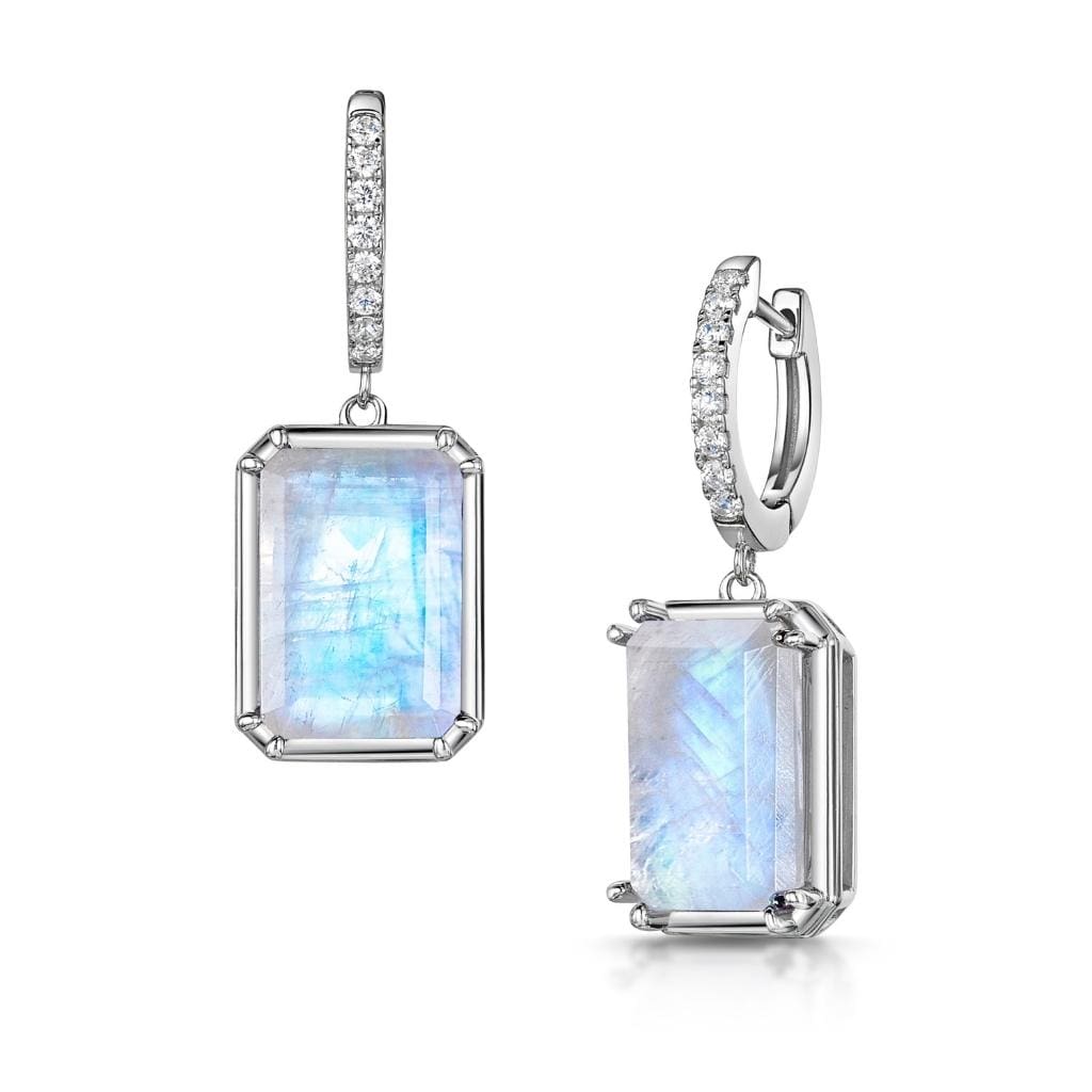 Dangle Dazzling Rainbow Moonstone Earrings