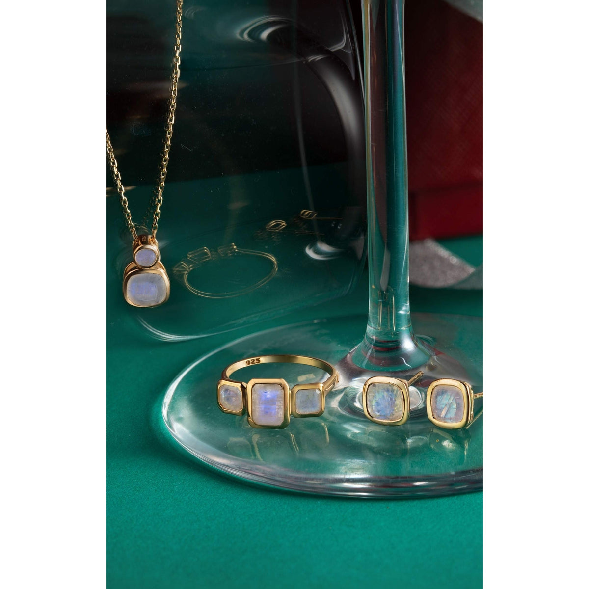 Malaika Rainbow Moonstone Cushion Cut Earrings