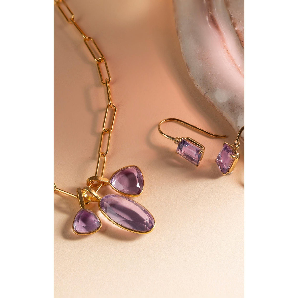 Pink Amethyst Dangle Earrings