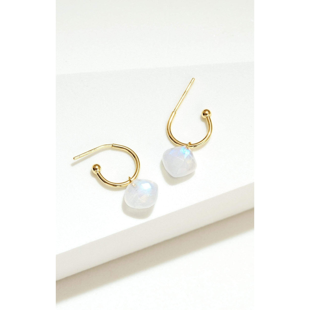 Rainbow Moon Stone Hanging Tile Earring