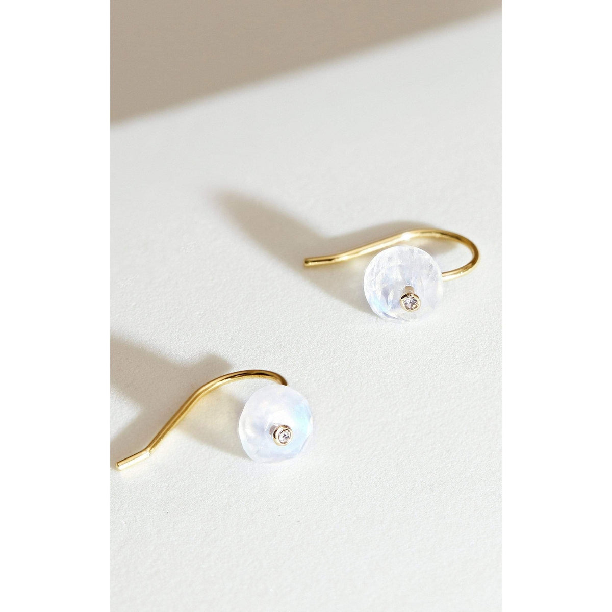 Rainbow Moonstone Disc Earrings