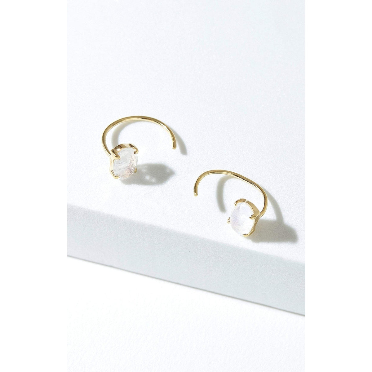 Rainbow Moonstone Hoop Earrings