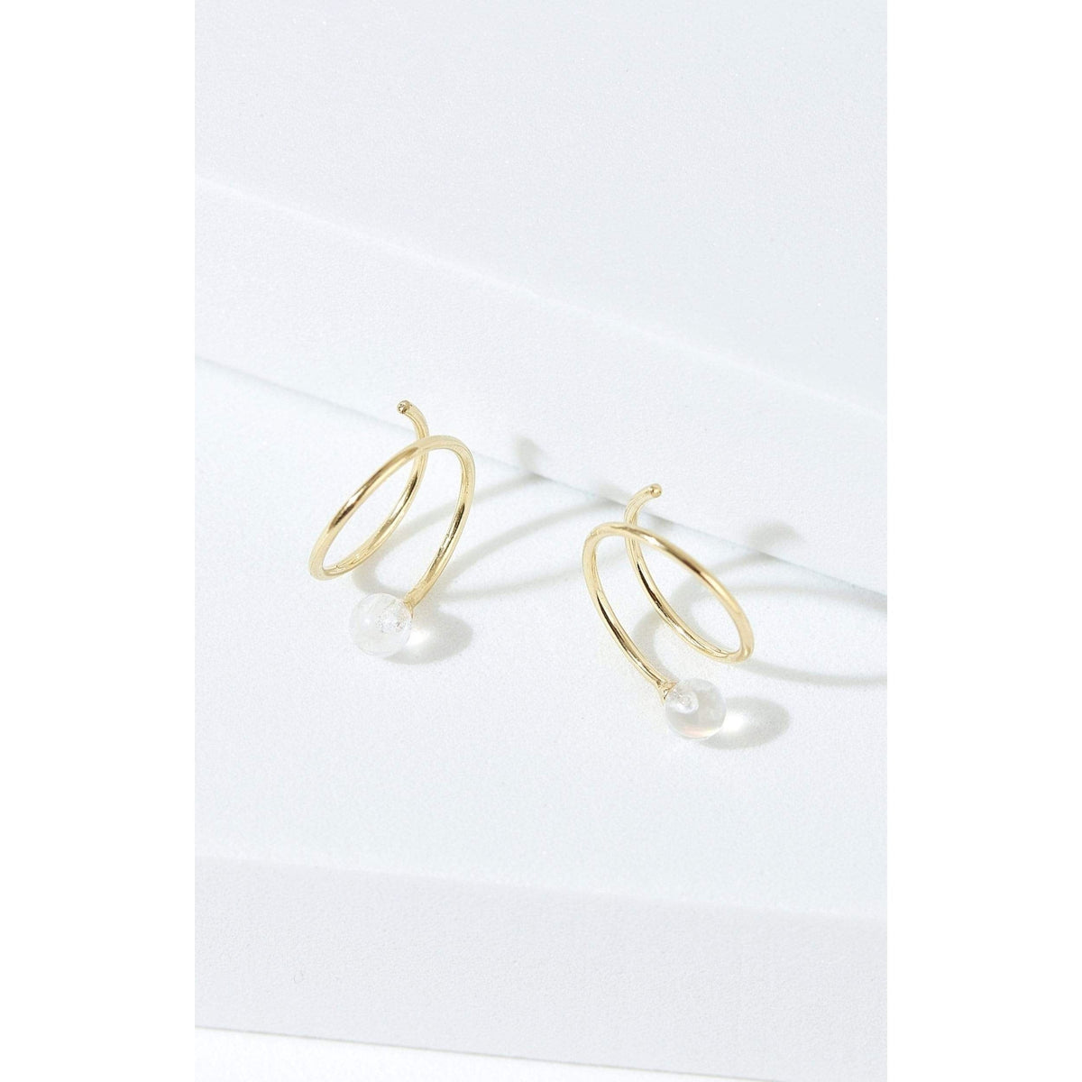 Spiral Rainbow Moonstone Earrings