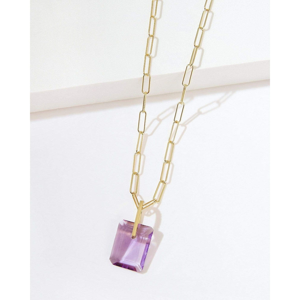 Pink Amethyst Slab Necklace