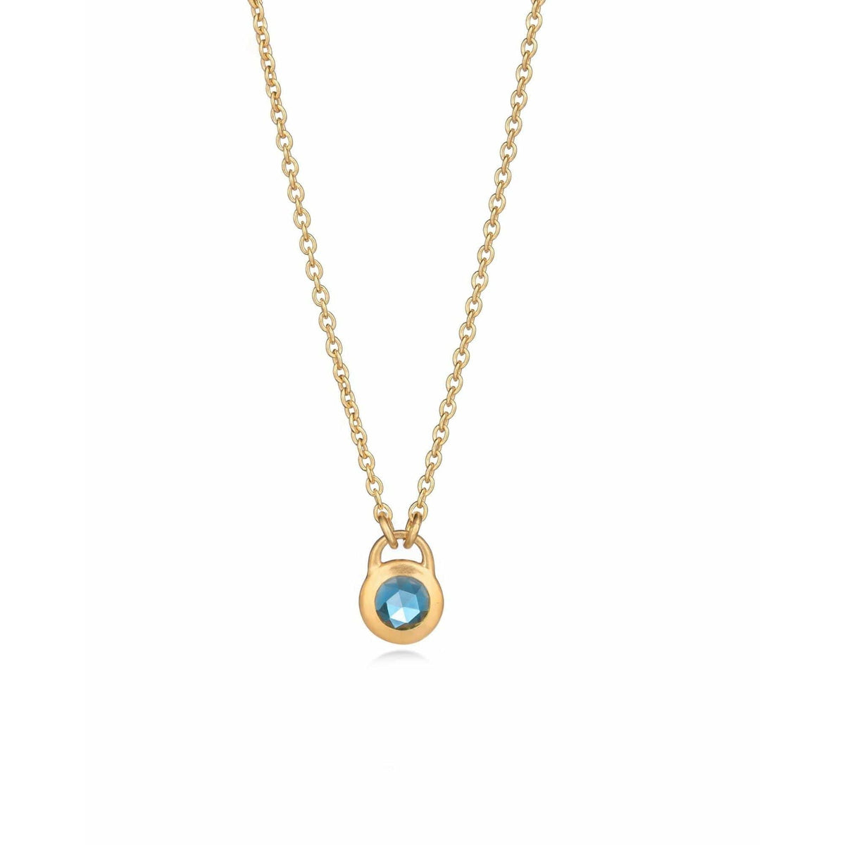 Keyhole Rose Cut London Blue Topaz Necklace