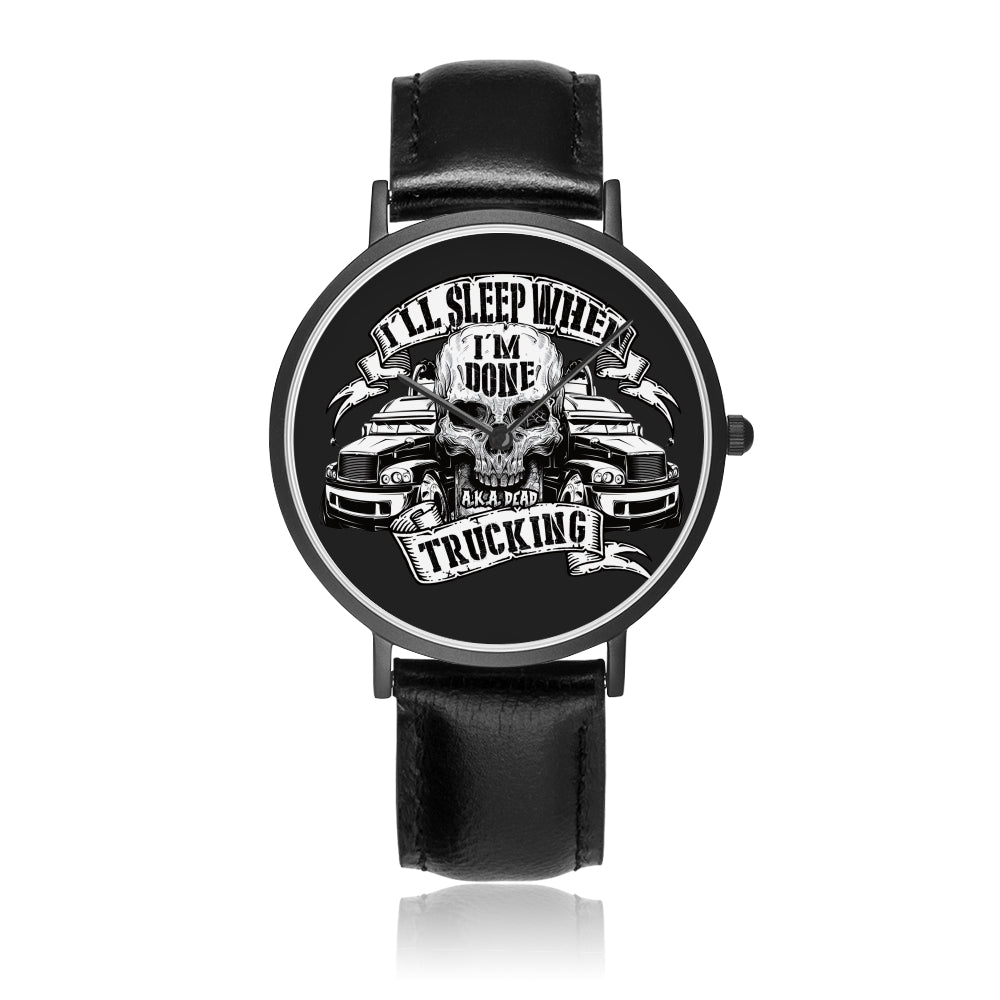 Father's Day Gift 2025, I will Sleep When I'm Done Trucking Luxury Watch Personalized Gift For Dad