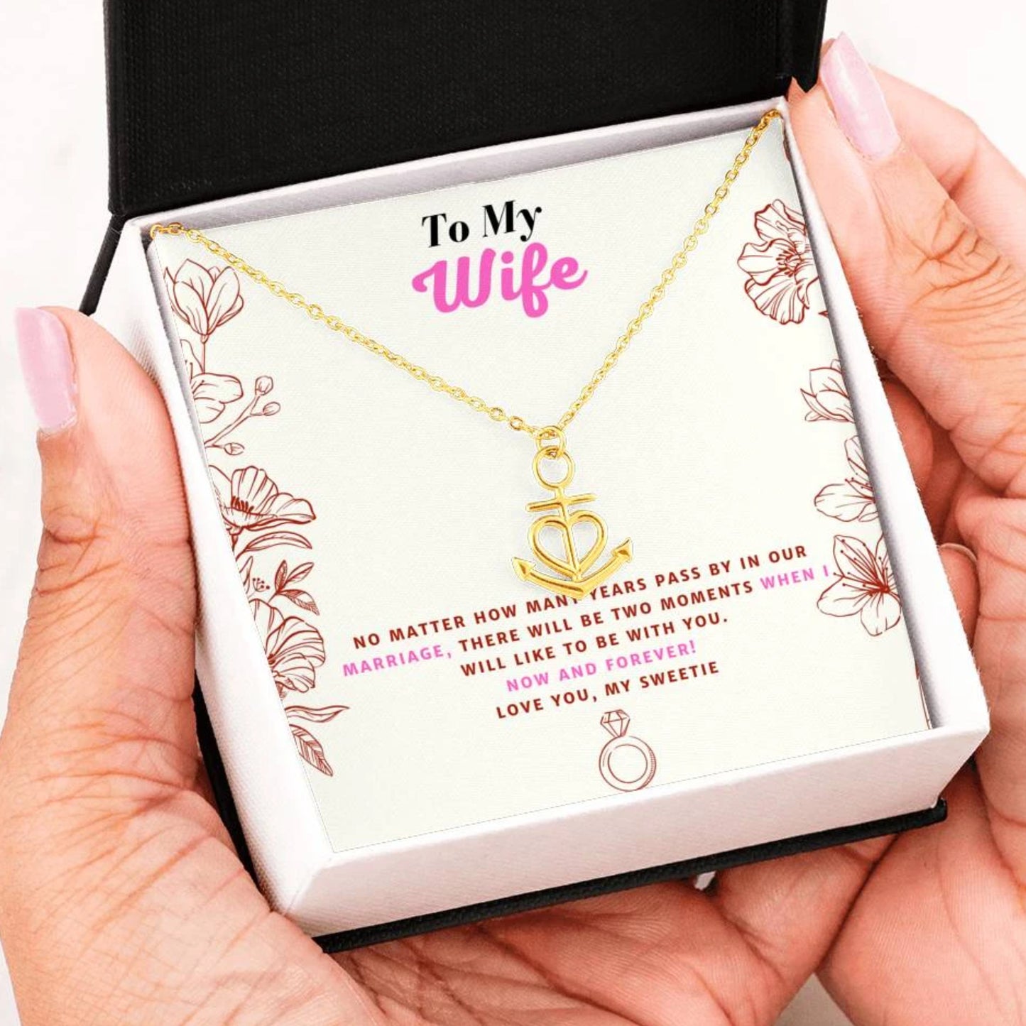 Amazing Anniversary Anchor Pendant Necklace Gift For Wife!