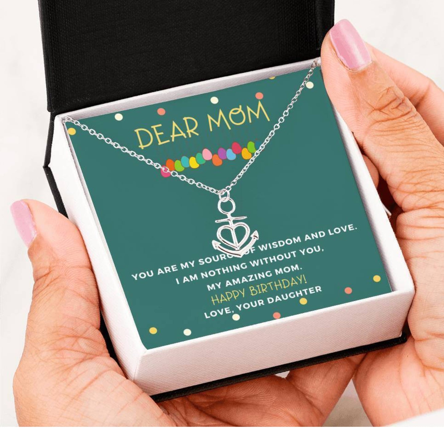Amazing Anchor Heart Pendant Necklace Birthday Gift From Daughter to Mom!