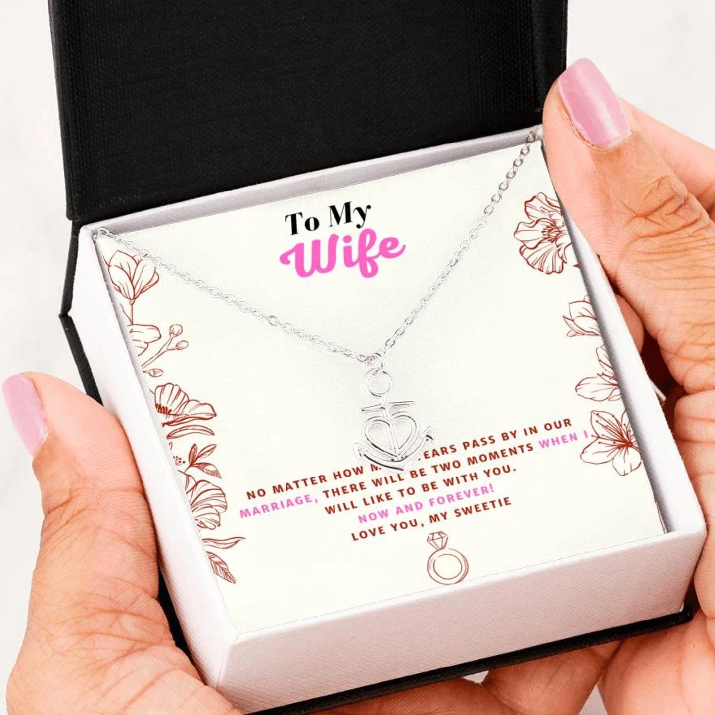 Amazing Anniversary Anchor Pendant Necklace Gift For Wife!