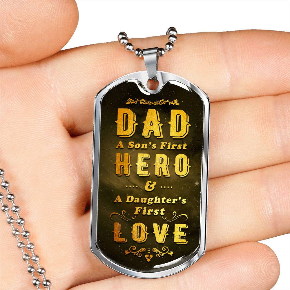 Dad is Son's First Hero Luxury Tag Personalized Gift For Dad
