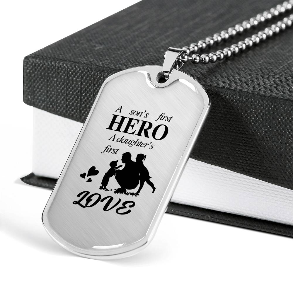 Father's Day Gift 2025, A Son's Hero A Daughter's Love Luxury Gift Tag Personalized Gift For Dad