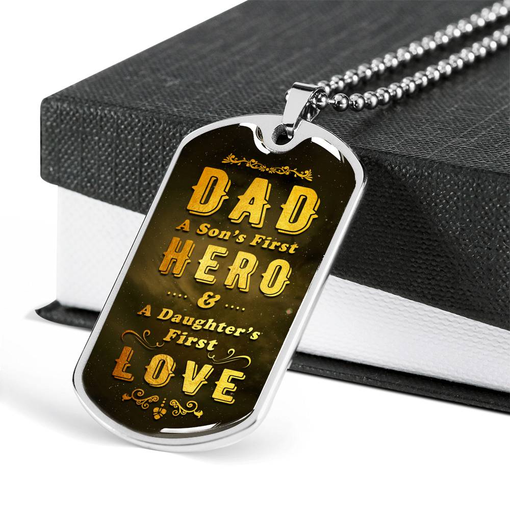 Dad is Son's First Hero Luxury Tag Personalized Gift For Dad