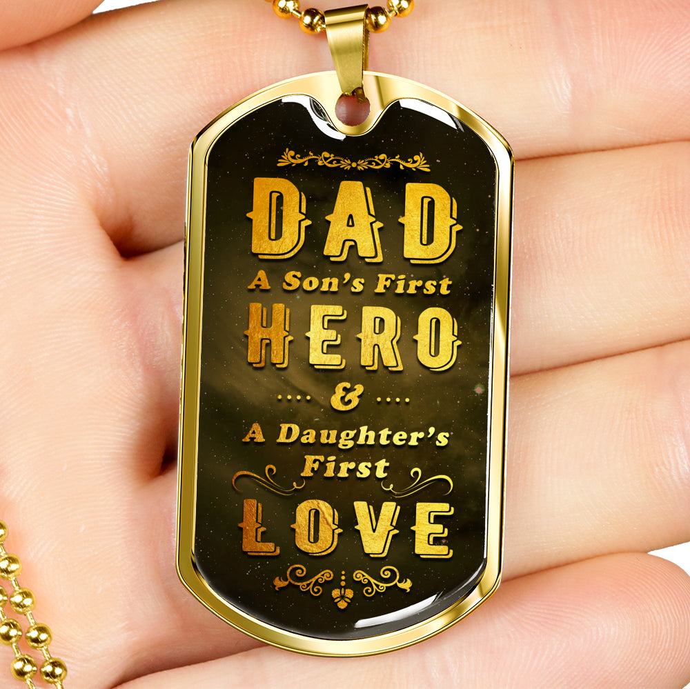 Dad is Son's First Hero Luxury Tag Personalized Gift For Dad
