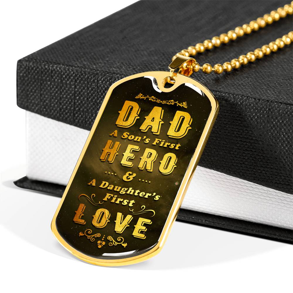 Dad is Son's First Hero Luxury Tag Personalized Gift For Dad