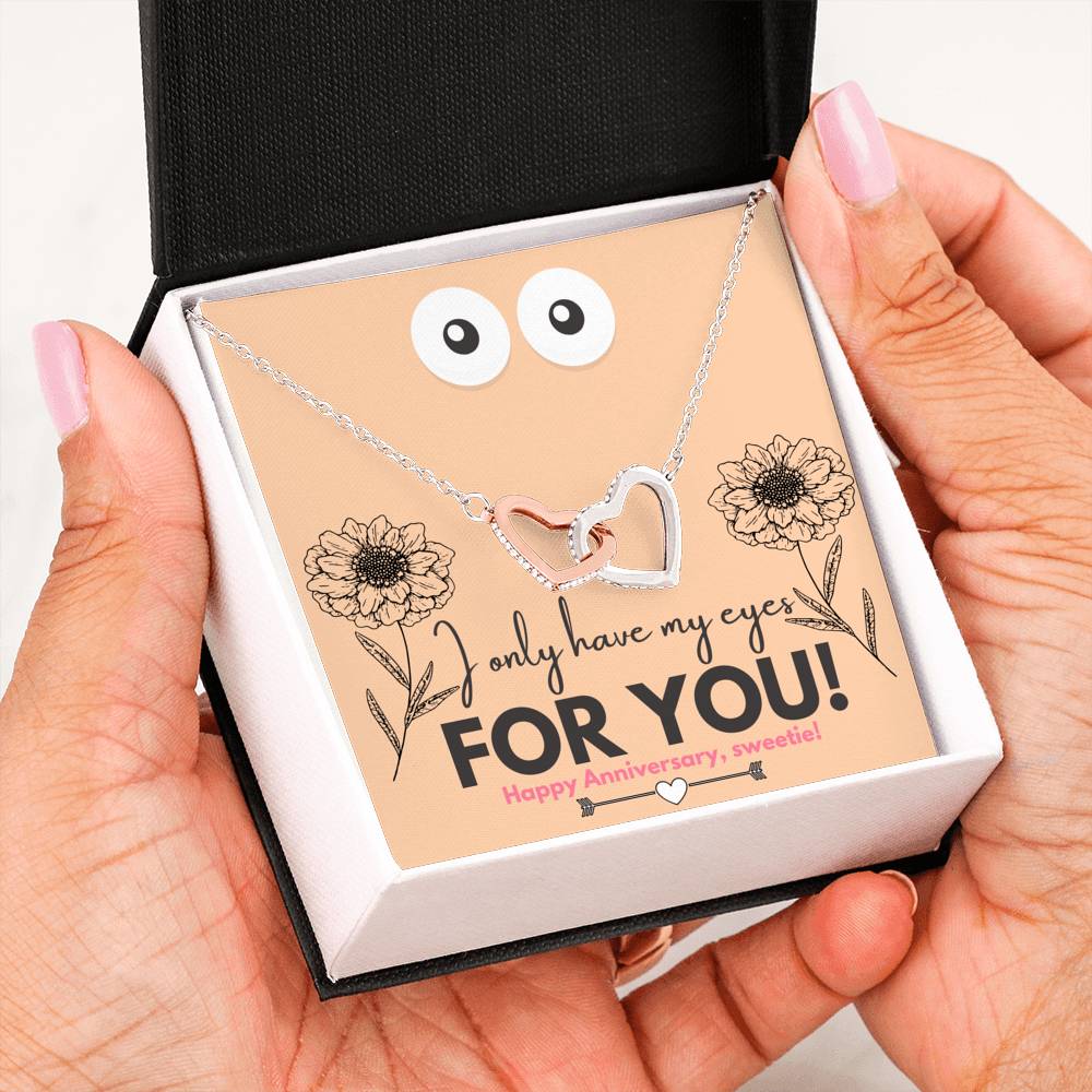 Amazing Anniversary Interlocking Heart Pendant Necklace Gift!