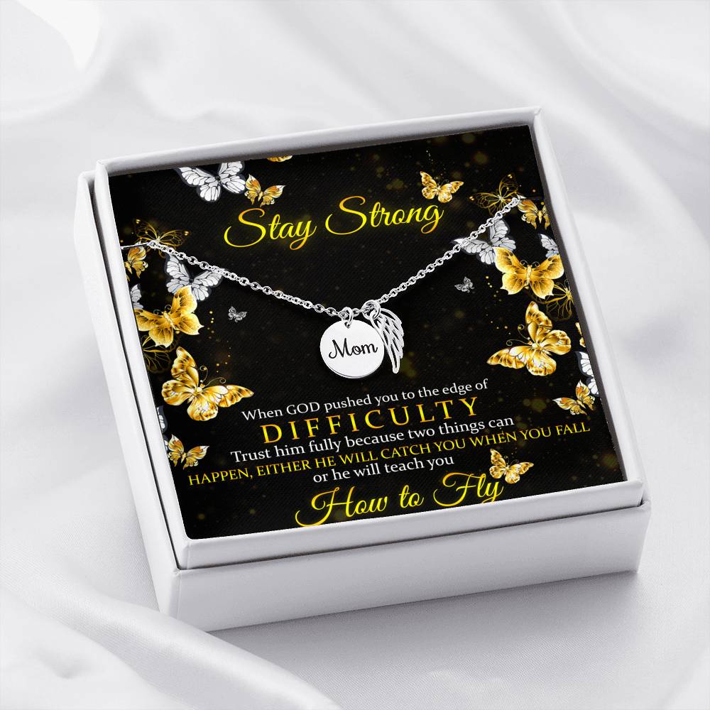 Stay Strong Love Wing Pendant Necklace Gift For Moms!