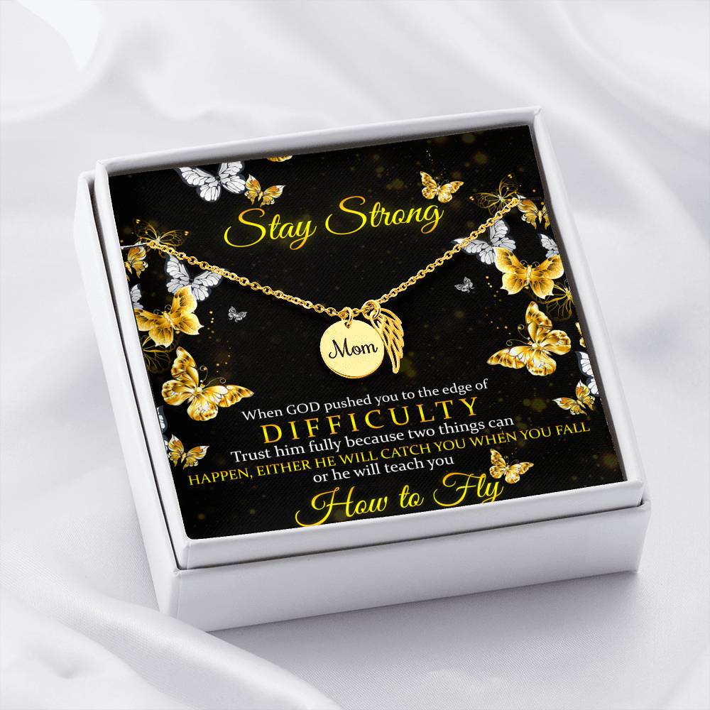 Stay Strong Love Wing Pendant Necklace Gift For Moms!