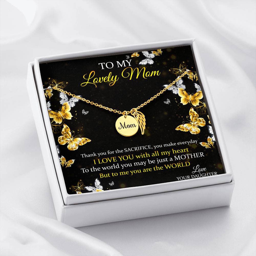 My Lovely Mom Wing Love Pendant Necklace Gift For Moms!