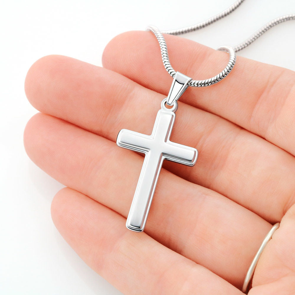 Artisan Crafted 14K White Gold Cross Necklace Gift for Nurse