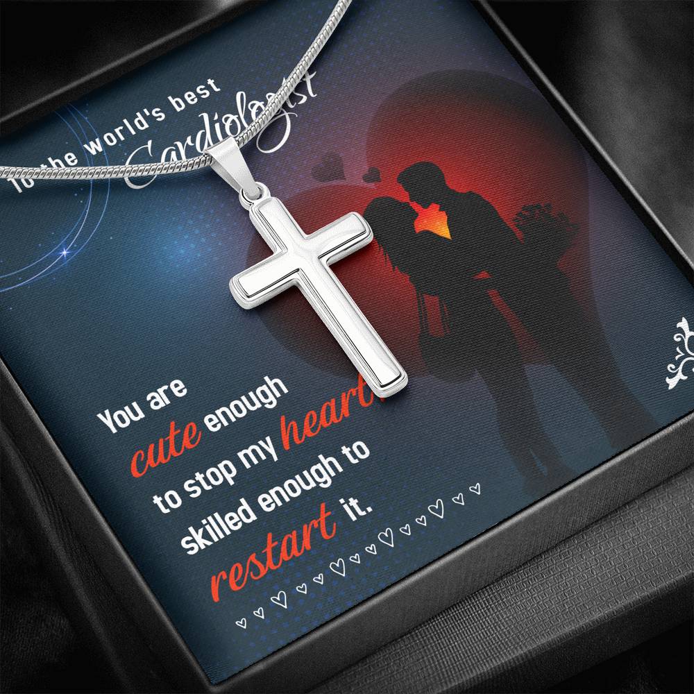 Artisan Crafted 14k White Gold Cross Necklace Gift