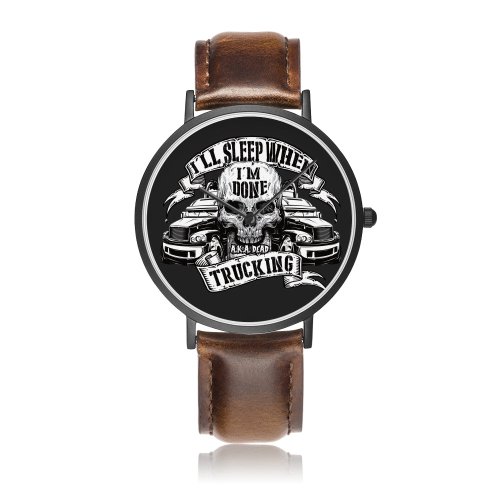 Father's Day Gift 2025, I will Sleep When I'm Done Trucking Luxury Watch Personalized Gift For Dad