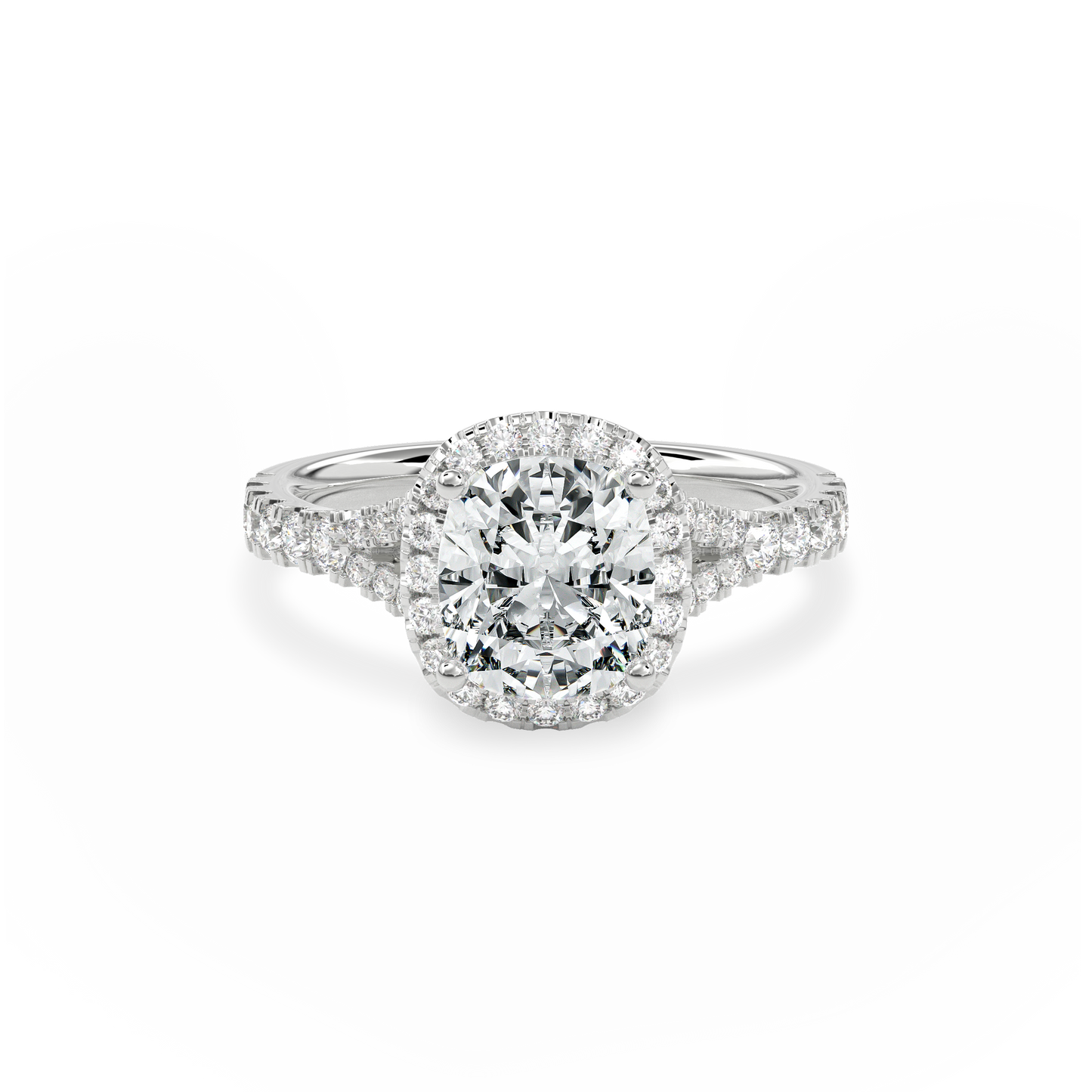 Elara Vintage Inspired Engagement Ring Cushion•White Gold