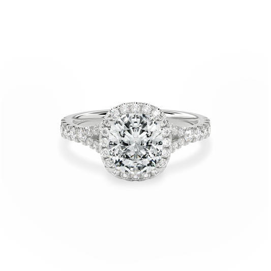 Elara Vintage Inspired Engagement Ring Cushion•White Gold