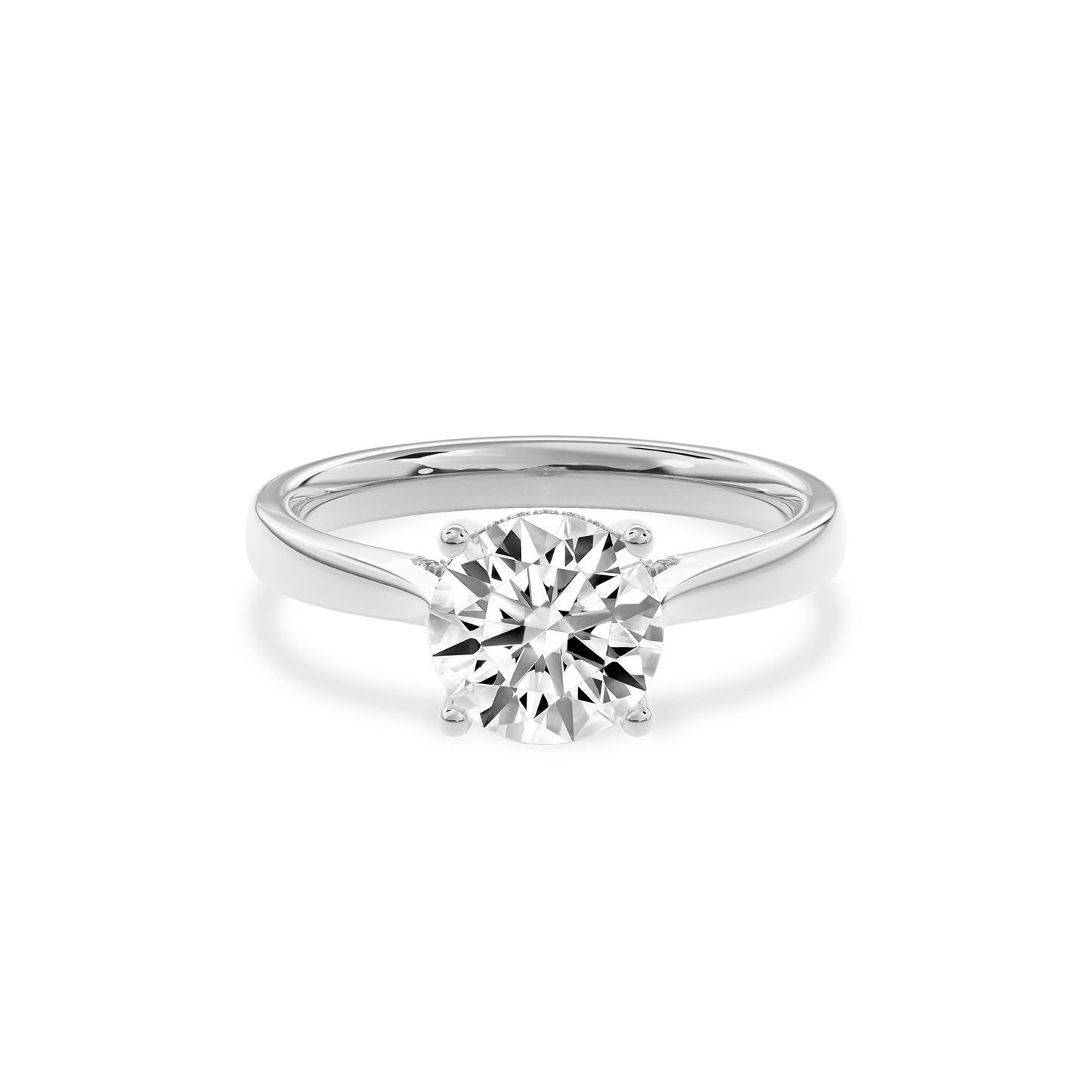 Elara Hidden Halo Salitaire Engagement Ring Round•White Gold