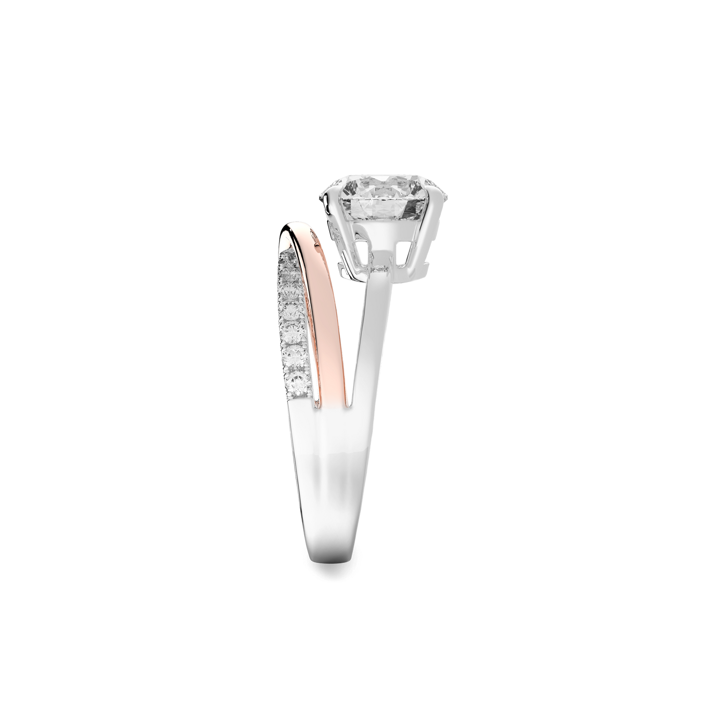 Interlace Meteor Round Ring in 14K Silver & Rose Gold