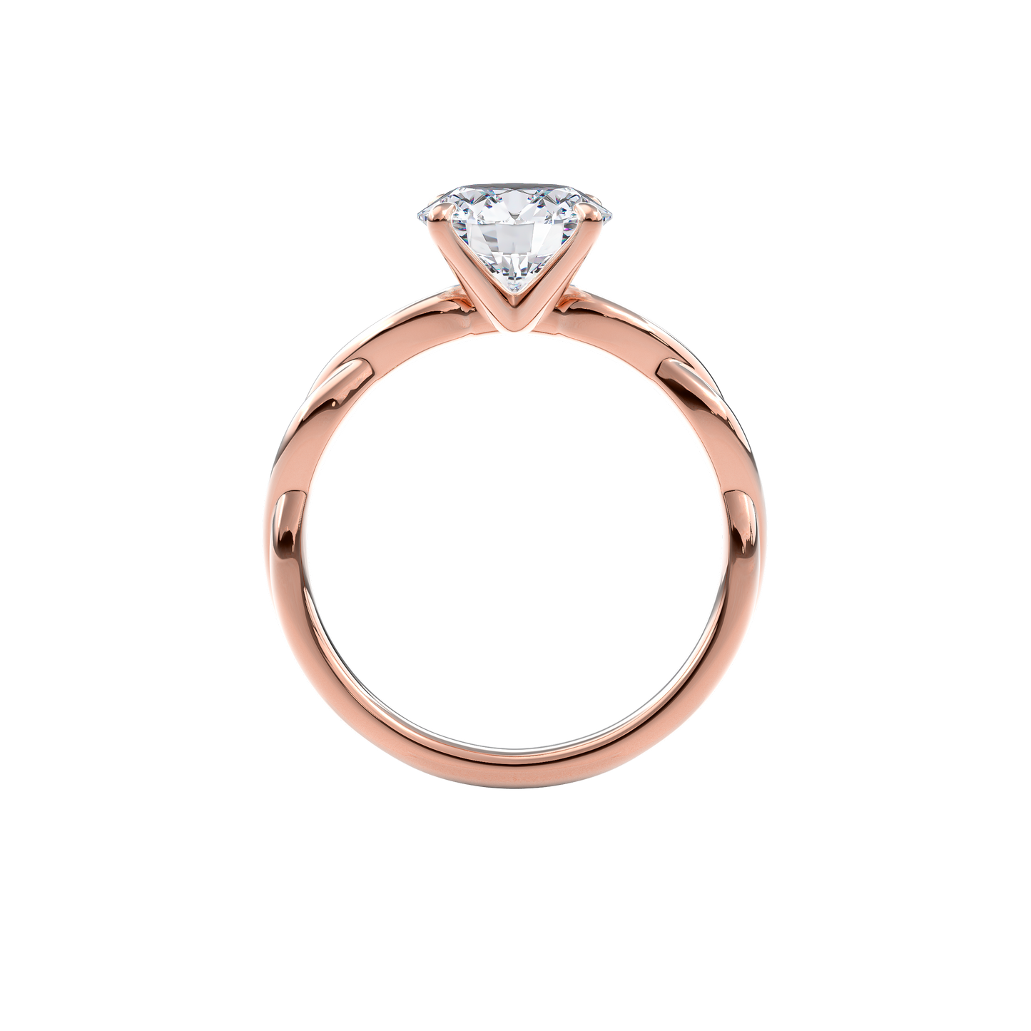 Rhea Twisted Engagement Ring Round•Rose Gold