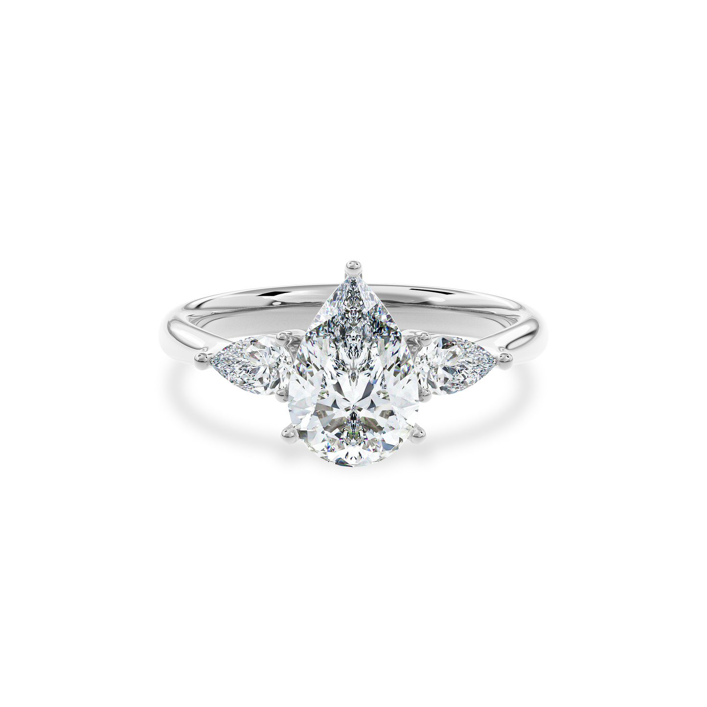 Daphnis Three Stones Engagement Ring Pear•White Gold