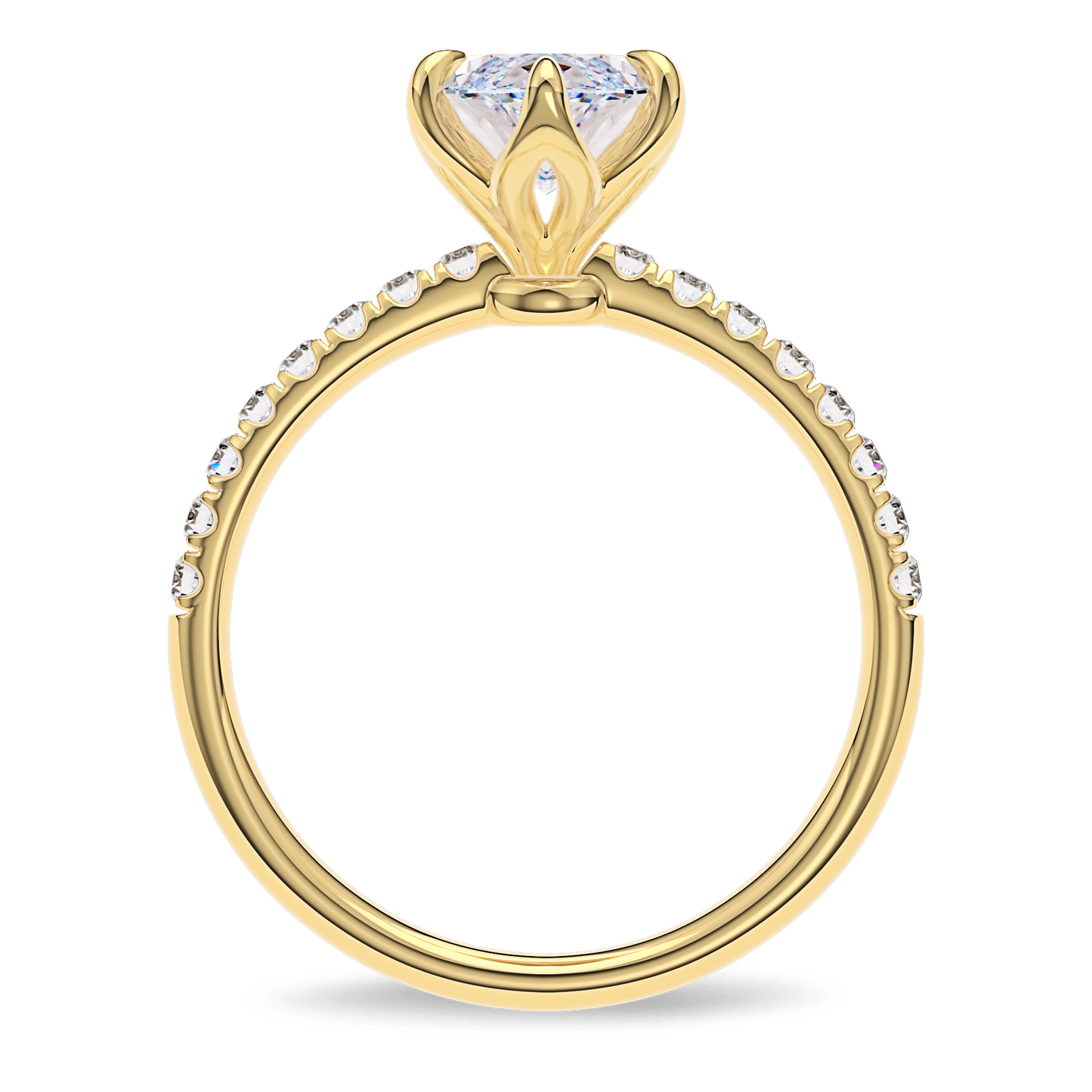 Dia Solitaire Pave Engagement Ring Marquise•Yellow Gold
