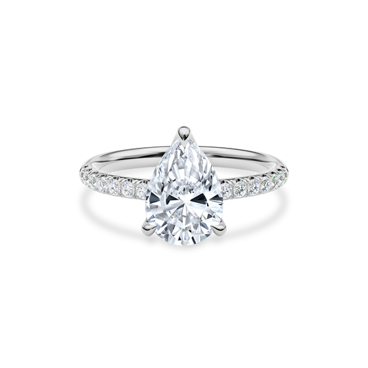 Dia Solitaire Pave Engagement Ring Pear•White Gold